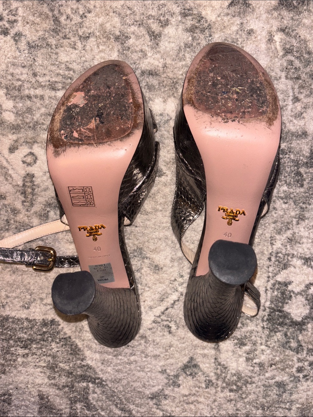 Prada Metallic Snakeskin Heels Size 40 - Picture 3 of 4